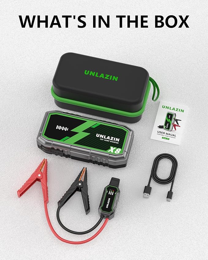 X8 Jump Starter 8000A Battery Jumper Starter Portable with Force Start, 12V Car Starter Jump Box & Battery Booster for All Gas & Diesel Engines, QC 3.0 Quick Charge, LED Light, Passenger Car