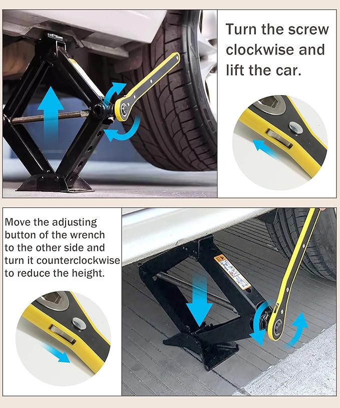 Bylikeho Scissor Jack Lift - 2 Ton Car Tire Jack Tool, Universal Emergency Kit with Lug Wrench, Portable Tire Changing Kit for Car, Truck, SUV