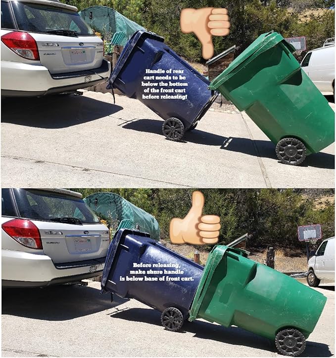 Trash Can Hauler | Garbage Can Hauling Towing Straps | No Hitch Required | Vehicle to Cart Strap | Works with Any Vehicle | Trash Can Transporter & Cart Attaches to Cars, ATV, Lawn Mower