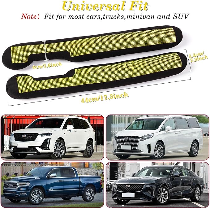 ToBeQueen Yellow Car Gap Filler 2 Pack, Seat Gap Plug Universal Fit for Car SUV Truck, Handmade Crystal Diamond Rhinestone Yellow Bling Car Accessories for Women(Yellow)