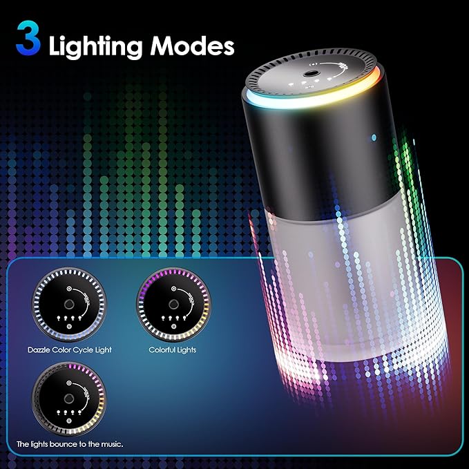 Klomsuw Car Air Freshener,Smart Car Air Freshener, car Diffuser with 150 ML (5oz) Capacity Multi-fragrance, RGB Music Syncing Light, Auto On/Off (Oceans)