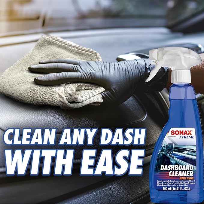 SONAX Dashboard Cleaner 283241 | Premium Interior Cleaner & Protectant for Plastic, Vinyl, & Rubber | Anti-Static, Low-Glare, Matte Finish | Long Lasting Fresh Scent & Dust-Repellent Formula | 500ml