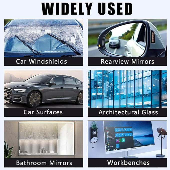 2PCS Glass Cleaner Kit, Windshield Oil Film Remover with Hydrophobic Coating & Cleaning Brush, Streak-Free Auto/Home Glass Cleaner for Car Windshields Windows Mirrors Shower Doors
