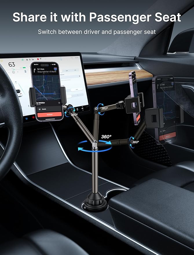 JSAUX Cup Holder Universal Mount for Foldable Phone, Car Truck Cradle Compatible With iPad Mini, Samsung Galaxy Z Fold 6/5/4, Pixel 9 Pro, Xiaomi Mix Fold 4/3/2