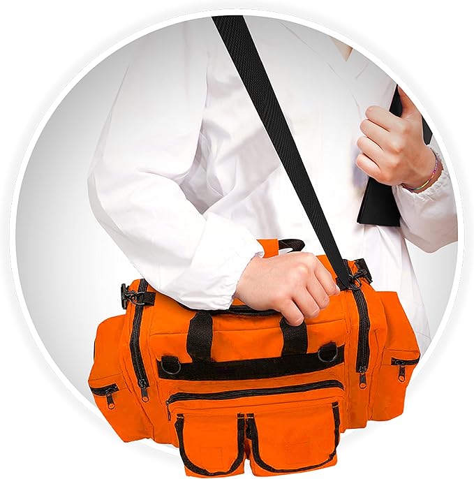 ASA TECHMED First Aid Responder EMS Emergency Medical Trauma Bag Deluxe, Orange