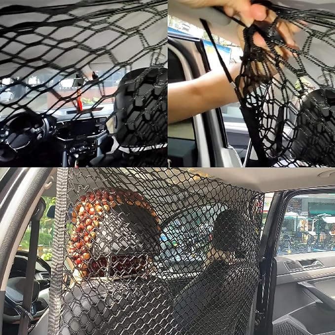 Car Dog Barrier for Ford Edge I 2007 2008 2009 2010 2011 2012 2013 2014, Cargo Net for SUV Adjustable Mesh Pet Barrier Double-Layer Thickened Net Dog Travel Accessoriesa