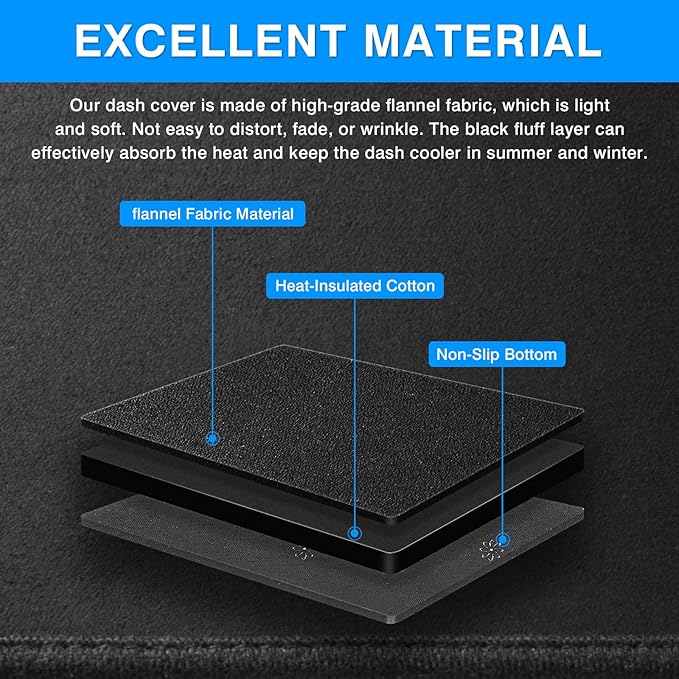 Autorder Dashboard Cover Mat for Chevy Chevrolet Silverado/GMC Sierra 1500 2500HD 3500HD 2022-2025 2026 Accessories Dash Cover Upgrade Flannel Dash Mat Sunshade Glare UV Rays Protector (with HUD)