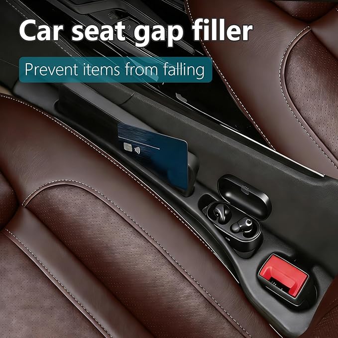 Car Seat Gap Filler Organizer 2PCS, Universal No-Drop Seat Guard with Storage Slot, Easy Install Gap Stopper for Car SUV Truck, Stops Phone/Keys Falling