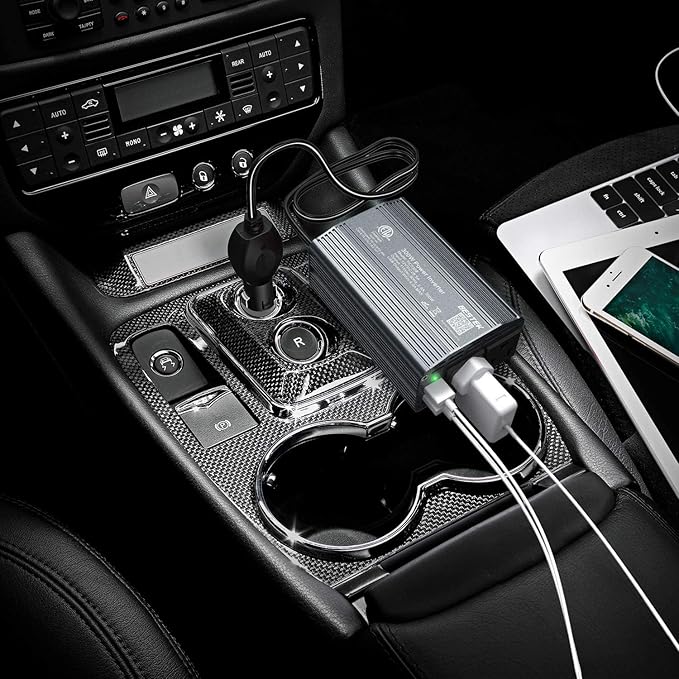 BESTEK 300W Power Inverter DC 12V to 110V AC Car Inverter with 4.2A Dual USB Car Adapter (Gray)