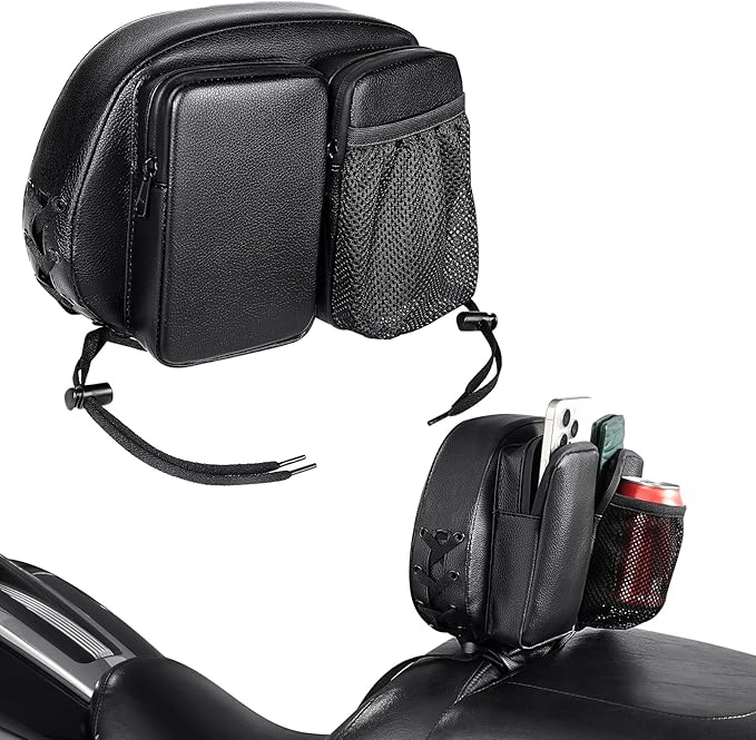 Benlari Rider Driver Backrest Bag, Driver Backrest Storage Bag, Rider Backrest Organizer Bag Fit for Harley Touring CVO Street Glide Road Glide Limited Softail Sportster Tri Glide Dyna