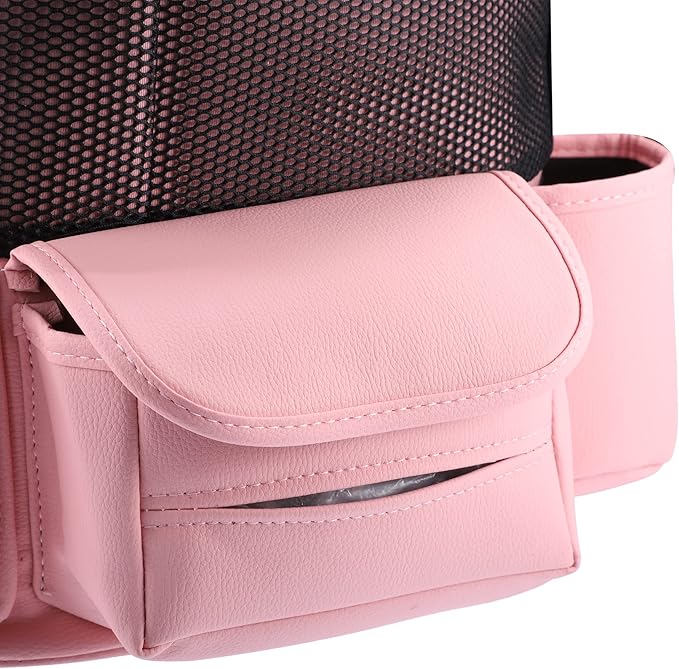 X AUTOHAUX Car Large Capacity Seat Organizer Backseat Multi Pockets Purse Storage Universal Fit for Car Truck SUV 37x25cm Pink