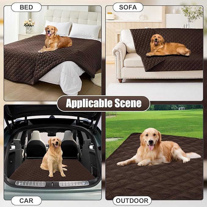 Smiry Waterproof Dog Bed Cover Pet Blanket, Soft Washable Dog Blanket for Furniture Bed Couch Sofa Reversible, Checkered (40"x90", Chocolate/Chocolate)