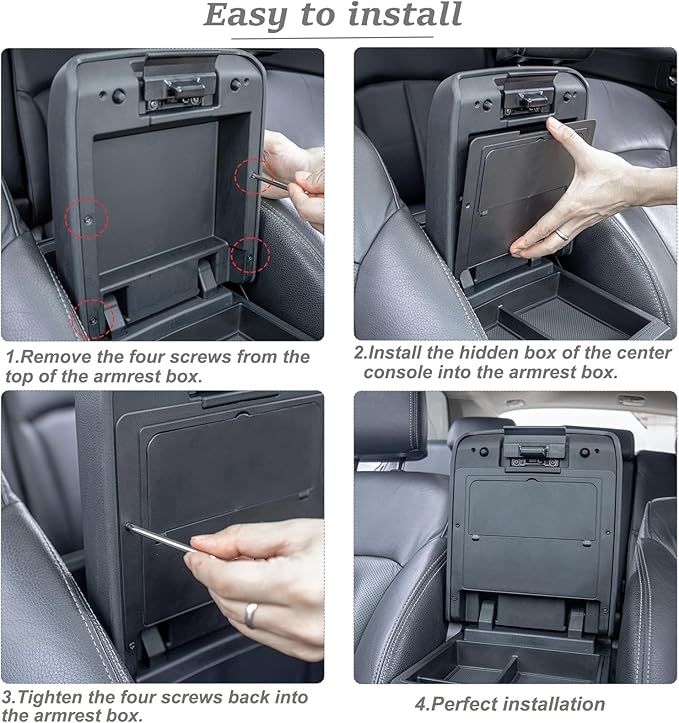 JKCOVER Center Console Hidden Box Organizer Compatible with 2024 2025 2026 Toyota Tacoma Accessories Armrest Secret Compartment Press to Open and Close(Patented Design)