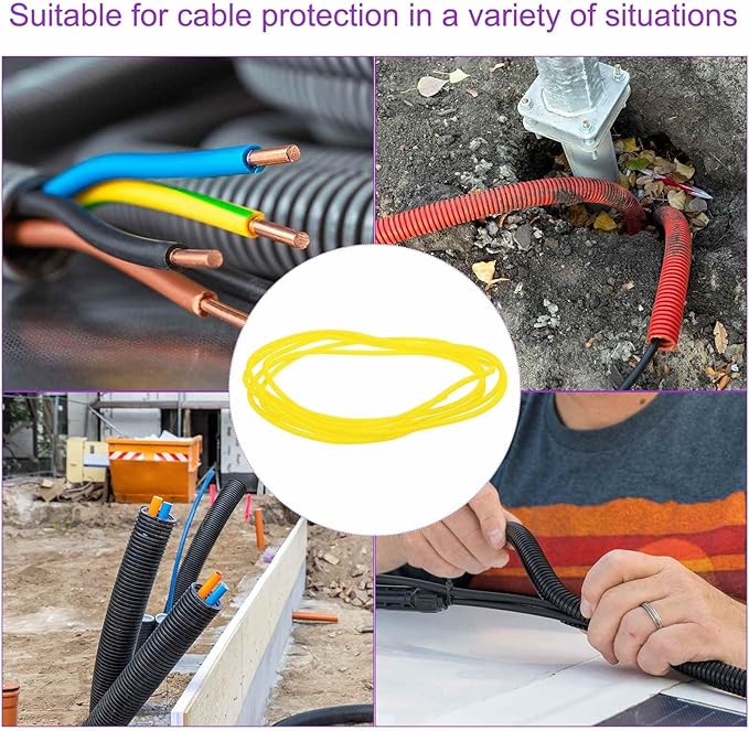 DMiotech 20ft Wire Loom Split Tubing 1/4 Inch(6.4mm) ID, Cord Protectors from Pet Flexible Conduit Cable Management for Office Home Garden, Yellow