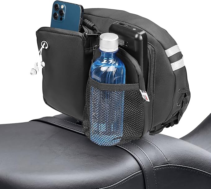 KEMIMOTO Motorcycle Backrest Bag Rider Backrest Organizer Driver Back Rest Organizer Kit Compatible With Touring Softail CVO Road Glide Limited Tri Glide Rider Back Rest Seat Pocket