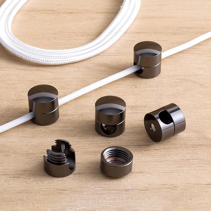 SmallCat 5 Sets Charger Holders for Cords, Black Adjustable Cable Anchor Holders, Adhesive Metal Cord Clips, Cable Management Wire Organizers for Desk, Office, Nightstand