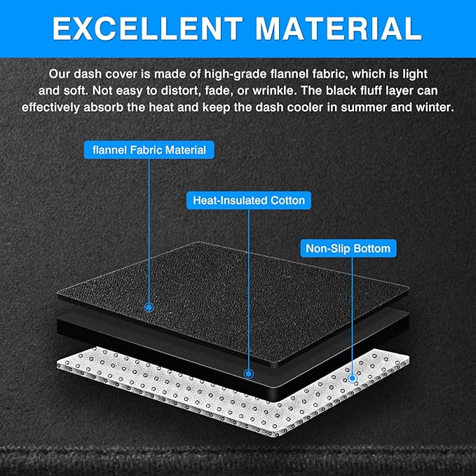 Autorder Dashboard Cover Mat for Chevy Chevrolet Colorado/GMC Canyon 2004-2012 Accessories Dash Cover Upgrade Flannel Dash Mat Sunshade Glare UV Rays Protector