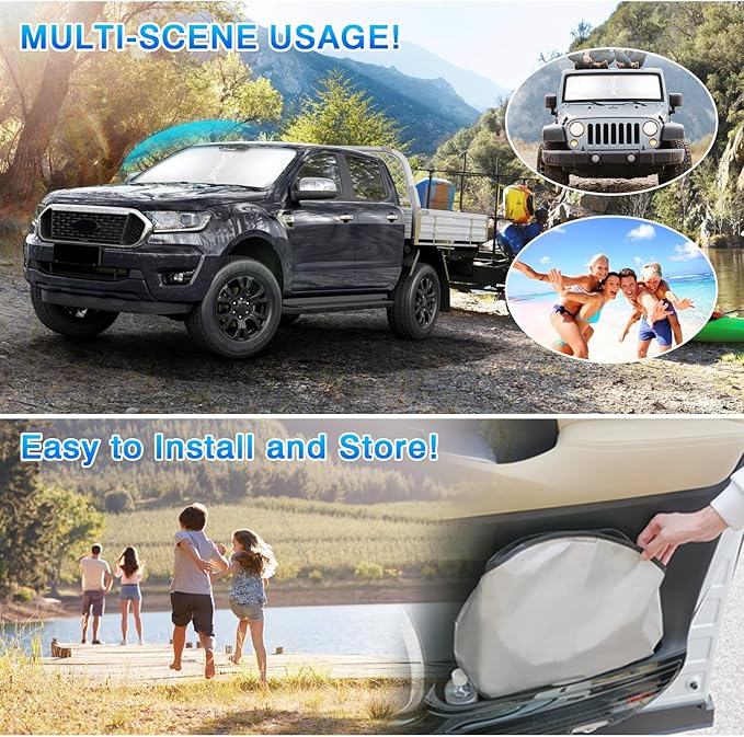 T TGBROS Windshield Sun Shade for 2019–2025 Chevrolet Silverado 1500 Front Window Sun Shade Reflective Foldable Sun Visor Custom Fit for Regular/Crew/Double Cab Blocks UV Rays & Keeps Vehicle Cool