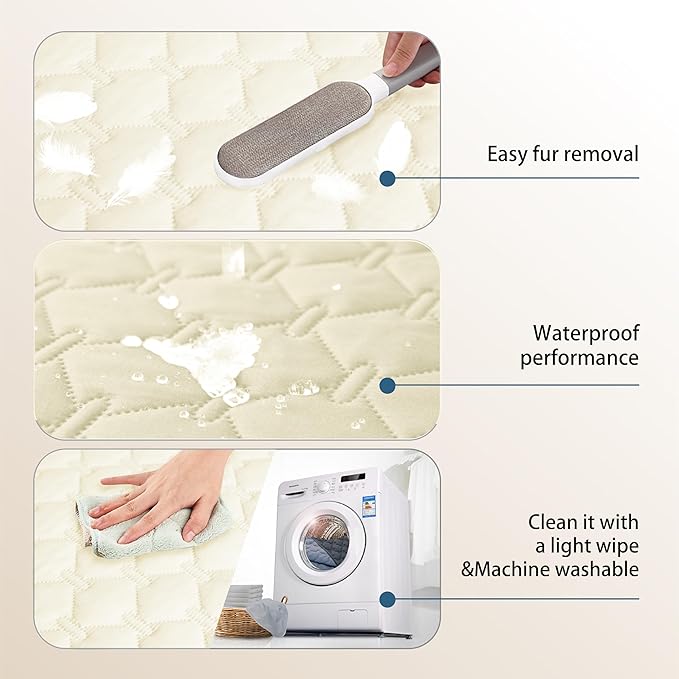 gogobunny 100% Double-Sided Waterproof Dog Bed Cover Pet Blanket Sofa Couch Furniture Protector for Puppy Large Dog Cat, Reversible (30x80 Inch (Pack of 1), Dark Cream/Light Cream)