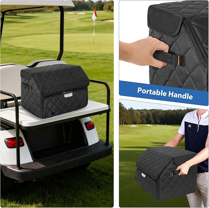 Upgraded Golf Trunk Organizer, Golf Car Organizer with Separate Ventilated Compartment for 2 Pair Shoes, Golf Storage with Multi-Compartment for Golf Accessories, Gifts for Golfers