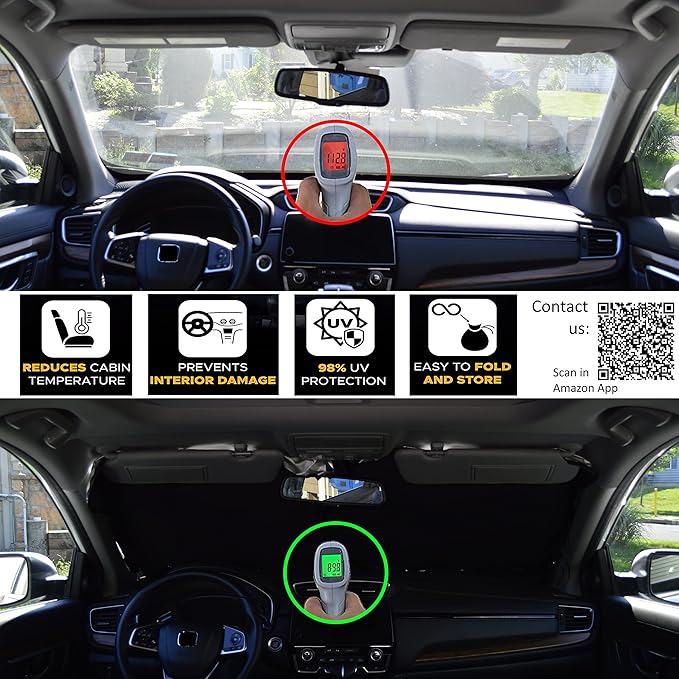 Car Sun Shade with Storage Pouch by A1 Sunshades Shield Protector Blocker Retractable Cover Sunscreen Auto Interior Accessories Visor Small