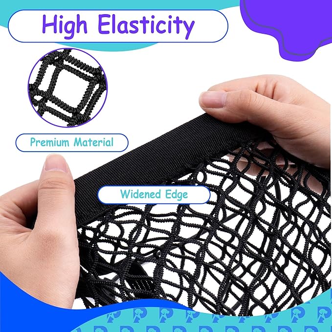 Dog Car Net Barrier Pet Barrier with Auto Safety Mesh Organizer - Stretchable Storage Bag - Universal Fit for Cars and SUVs - Easy Install Car Divider for Safe Driving with Children, Pets