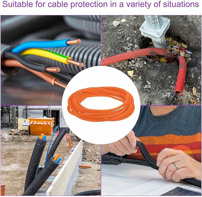 DMiotech 20ft Wire Loom Split Tubing 3/4 Inch(19.1mm) ID, Cord Protectors from Pet Flexible Conduit Cable Management for Office Home Garden, Orange
