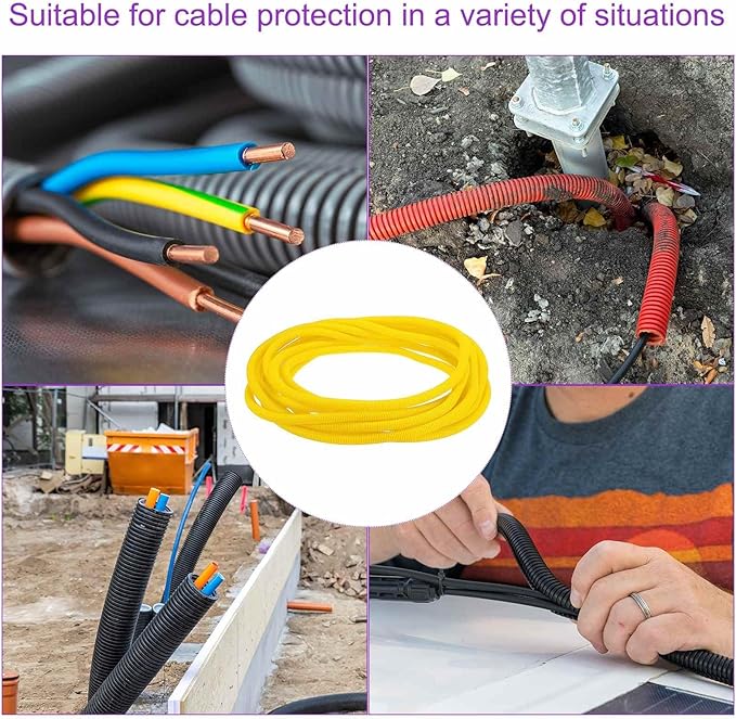DMiotech 100ft Wire Loom Split Tubing 3/4 Inch(19.1mm) ID, Cord Protectors from Pet Flexible Conduit Cable Management for Office Home Garden, Yellow