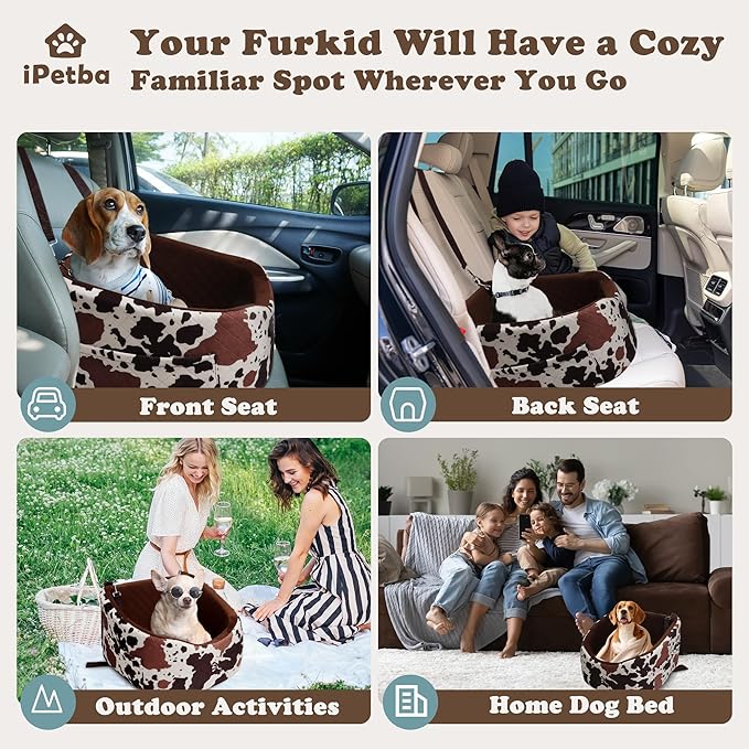 Dog Car Seat for Small & Medium Dogs - Crash-Protective, Non-Slip, Protects Car Interior, Detachable & Washable