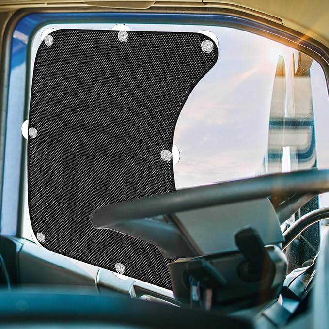 2Pcs Semi Trucks Window Shades, Side Window Sunshade for Truck with Suction Cups, 20"x23" for Volvo VNL, International Trucks, Freightliner Semi-Trailer Sunshade Accessories