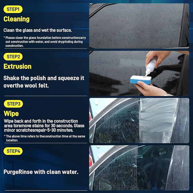 Car Glass Oil Film Remover, Nano Rare Earth Windshield Cleaner, Remove Water Spots, Wax & Grime, Restore Clarity for Auto Windows, Shower Doors & Home Glass