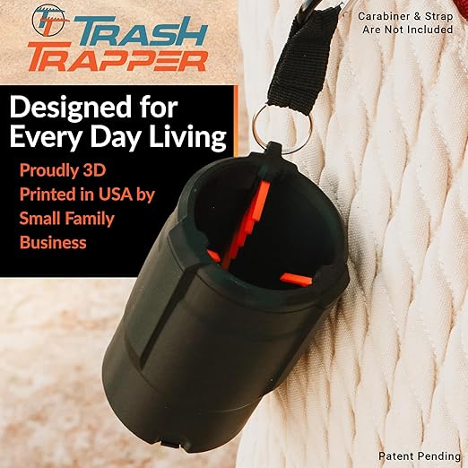 Trash Trapper Mini Car Trash Container – Frees Your Cupholder, Traps More & Empties Less with Patent-Pending Compaction, Holds Weeks of Small Trash, Portable for Car, Stroller & Travel, Black/Grey