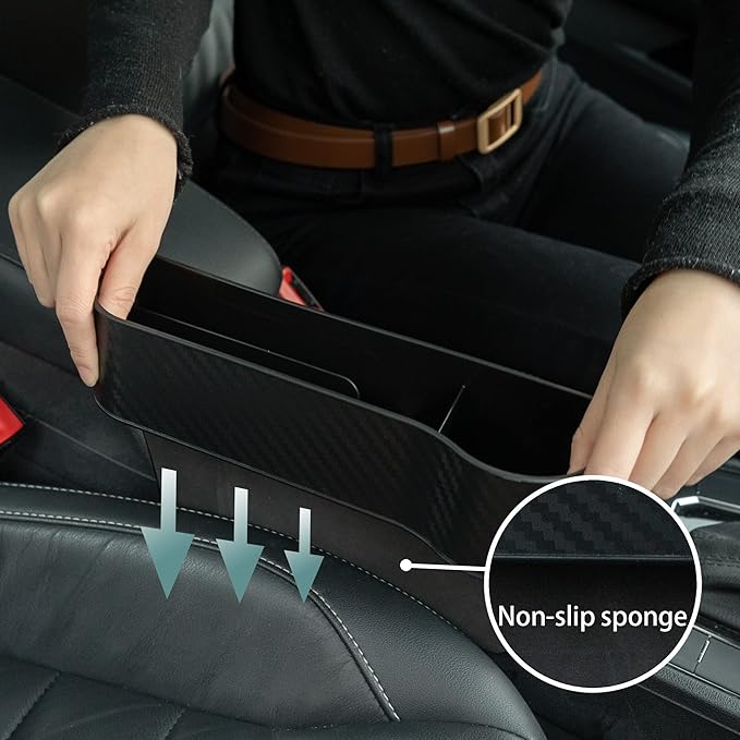 Ouzorp 2 Pack Car Seat Gap Filler Organizer, Multifunctional Car Seat Organizer, Auto Console Side Storage Box, Car Organizer Front Seat for Holding Phone, Car Pocket for Interior Essentials