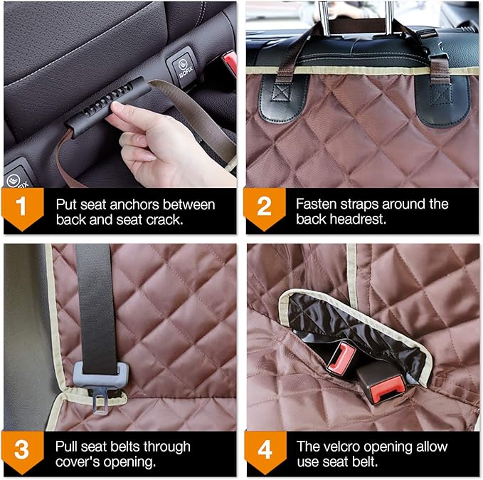iBuddy Car Seat Cover Waterproof Back Seat Cover for Kids and Dogs Without Smell Heavy Duty and Nonslip Rear Seat Protector Non Stick Fur Bench Seat Cover for SUV Van Easy to Install Machine Washable