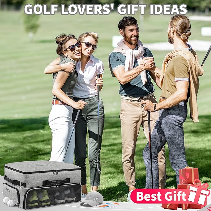 Extra Large Golf Trunk Organizer, Golf Gifts for Men Golfers, 20"x 14"x 10" 2 Layer Golf Trunk Organizer for Car, Water-resistant with Ventilated Compartment for 2 Pair Shoes and More Golf Accessories