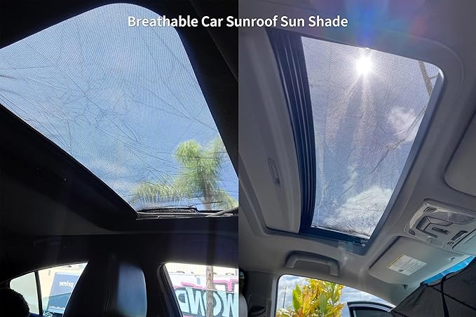 Magnetic Sunroof Sunshade Mesh Screen for Car Camping Essentials,UV Protection Screen for Moonroof & Side Windows,Quick Install,Breathable Roof Cover Fits SUV, Truck Van Sleeping Overnight