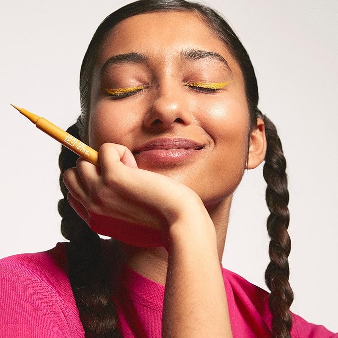 3INA The Color Pen Eyeliner 137 - Ultra Fine Tip 14H Yellow Longwear Liquid Liner - Vibrant Colors, Matte, Smudgeproof, Flake Proof Eye Makeup - Cruelty Free, Paraben Free, Vegan Cosmetics - Yellow