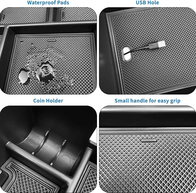 Zxiaochun Center Console Organizer for 2023 2024 2025 2026 Ford F250 F350 F450 F550 Super Duty, Plastic Armrest Storage Box Tray, ABS Material with Non-Slip Mats (Full Console w/Bucket Seats ONLY)