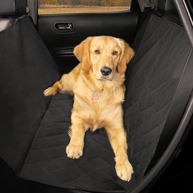 Custom Accessories Quilted Pet Hammock Seat Cover, Car Seat Covers for Pets, Universal-Fit Automotive Seat Covers, Interior Accessories for Car, Truck, SUV, Car Seat Protector - Black