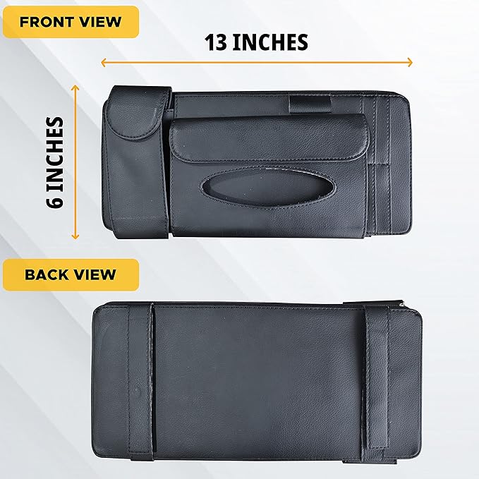 Econour Sun Visor Organizer with Tissue Holder for Car,Trucks|Can Hold Your Tissues, Masks, Pen, Phone, Sunglasses,Cards,Pocketbook and Travel Documents|Multi-Pocket Zipper car Accessory