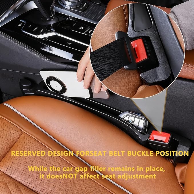 2PCS New Universal Car Seat Gap Filler Organizer with Hook Durable & Easy Install, for Cars SUV Trucks, Car Essentials, Effectively for Avoiding Dropped Items (Black)