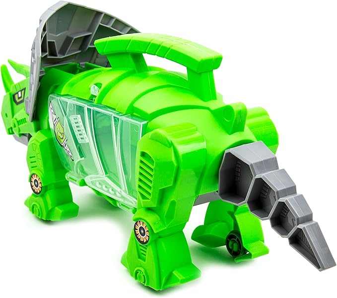 Toysery Dinosaur Toy Storage Carrier for Kids, Portable Jurassic World Toy Organizer with Built-in Carrying Handle and Wheels, Includes Mini Dinosaurs and Car Toys Inside for Toddler Boys and Girls