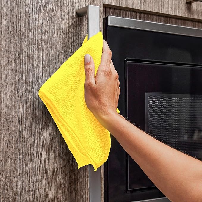 Yellow Microfiber Towels (Value Pack of 36) Size 16" x 16" Large, Highly Absorbent Cleaning Rags, Lint Free Towels, Reusable and Washable, Microfiber Towel for Cars