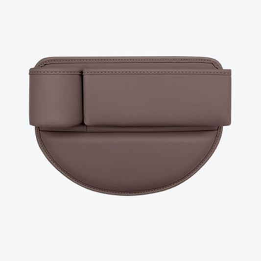 Car Seat Gap Filler Organizer for Tesla Model 3/Model S/Model X/Model Y 2013-2025, with Cup Holder Adjustable Car Seat Storage Box Leather Material,Brown-Driver's seat