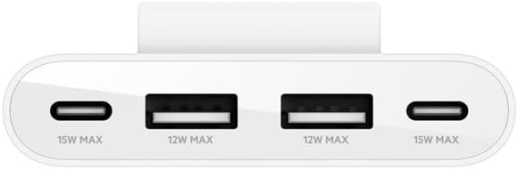 Belkin 4-Port Power Extender - Compatible w/USB-C & USB-A Devices - Apple iPhone 17, Air, Pro, Pro Max, iPad, AirPods, Apple Watch, Samsung Galaxy S25, Nintendo Switch 2, Google Pixel 10, etc - White