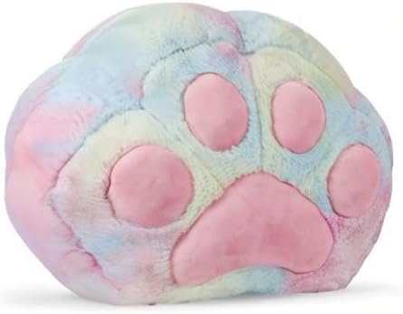 cuebear Stuffed Animal Storage Bean Bag Chair Cover for Kids Tie Dye Cat's Paw Bean Bag Cushion for Girls Large Size Toy Organizer Cover Only Without Filling