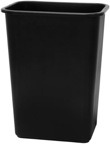 United Solutions WB0060 Black Plastic 41 Quart Office Wastebastket-10.25 Gallon Trash Can in Black