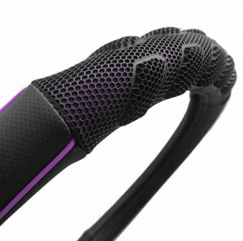 Flying Banner car Steering Wheel Cover Faux Leather Massage Universal fit 3D Honeycomb Hole Anti-Slip Sporty 15 Inches (Purple Black)