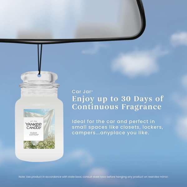 Yankee Candle Paper Car Jar, Clean Cotton (Pack of 6)