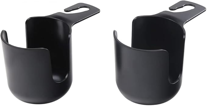 Car Seat Headrest Hook Organizer with Cup Holder - Universal Vehicle Storage Hanger for Handbags, Groceries, Backseat Organizer, Car Accessories Fit All Cars(Black)